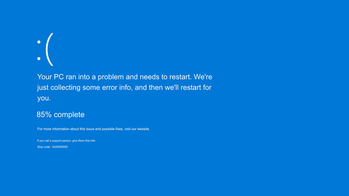 a picture of windows blue screen of death